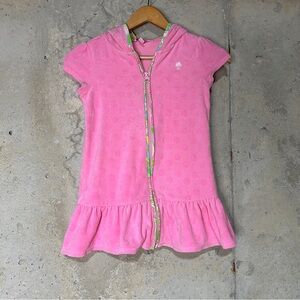 Lilly Pulitzer pink towel fabric zip up pool beach coverup size 6-7